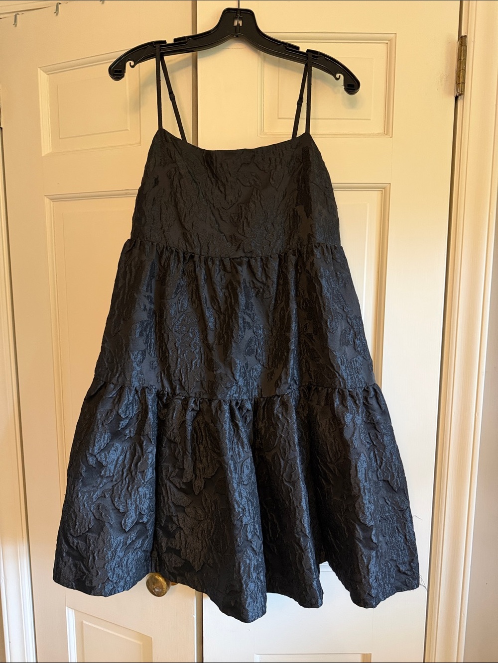 J Crew Black Tiered Spaghetti Strap Dress